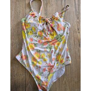 Aerie Orange One Piece Cut Out Medium Swimsuit Low Back Peek A Boo